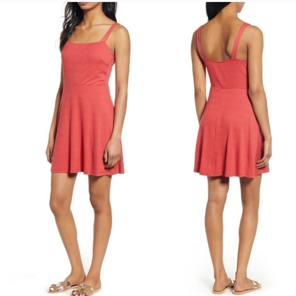 NEW All In Favor cardinal red ribbed dress